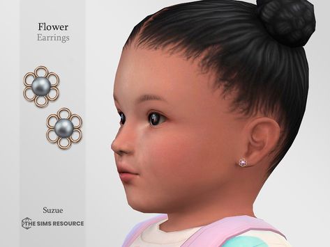 The Sims Resource - Flower Earrings Infant Sims 4 Infant Jewelry, Sims 4 Infant Earrings Cc, The Sims 4 Cc Resource Infant, Sims 4 Infant Earrings, Infant Earrings, Sims 4 Toddler Jewelry Cc, Infant Accessories, The Sims Resource Infant, Sims 4 Infant