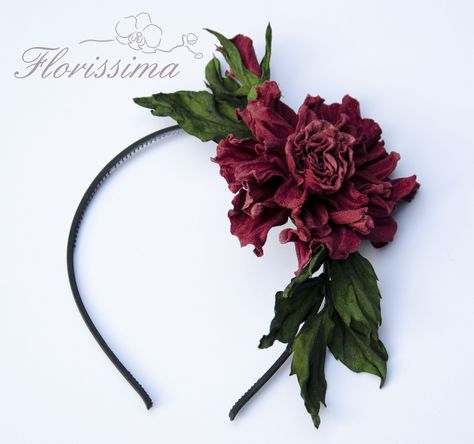 Leather red rose headband Red Rose Headband, Red Gothic, Rose Headband, Leather Flowers, Wild Roses, Flower Headband, Red Rose, Headdress, Hoop Wreath