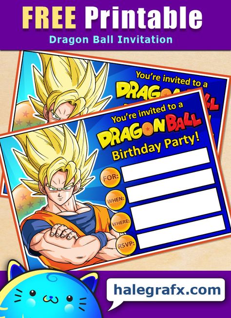 Dragon Ball Invitations Free Printable, Goku Birthday Invitations, Dragon Ball Z Invitations Free Printable, Dragon Ball Z Party, Dragon Party Invitations, Goku Birthday, Beyblade Birthday Party, Beyblade Birthday, Dragon Birthday