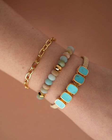 Our new turquoise woven bracelets have boho beach meets luxe desert vibes and are made for layering. Swipe to see all three stone options - 1, 3, or 5! 👉 Anna Beck Jewelry, Anna Beck, Bali Jewelry, Desert Vibes, Woven Bracelets, Dainty Bracelets, Spring 2023, Boho Beach, Bracelet Stack