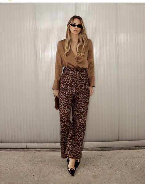 Leopard Print Pants Outfit, Printed Pants Outfits, Animal Print Pants, Daily Fashion Inspiration, Girl Boss Style, Work Looks, Formal Outfit, Fancy Outfits, Office Outfits