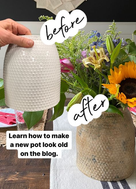 How To Paint Vases To Look Like Pottery, Old Flower Vases Repurpose, Paint Vase, Ceramic Vases Diy, Topiary Diy, Diy Projects To Make And Sell, Hobnail Vase, Porcelain Planter, Old Pottery