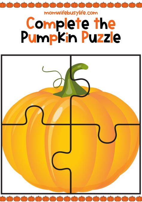 Pumpkin Activities Preschool Free Printable, Free Fall Activities, Pumpkin Activities Preschool, Pumpkin Activity, Autumn Puzzle, Pumpkin Activities, Puzzle Template, Halloween Printables Free, Budget Friendly Gift