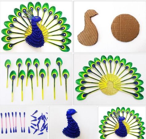 Simple Paper Flower, Plastic Spoon Crafts, Spoon Craft, Flower Crafts Kids, Peacock Crafts, Upcycled Ideas, Paper Bird, Spoon Crafts, Flower Decorations Diy