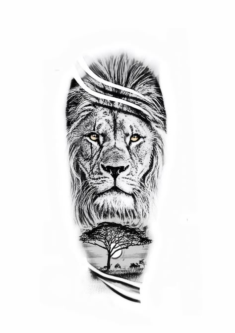 Lion Tattoo Stencil For Men, Tattoo Lion Men, Lions Tattoo Design, Lion Tattoo Half Sleeve, Lion Tattoo Men, Lion Tattoo Arm, Leones Tattoo, Lion Tattoo Stencil, Lion Sleeve Tattoo