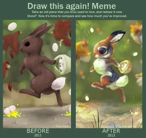 Draw this again meme - bunny by Kipine on DeviantArt Draw This Again, Art Improvement, Art Tricks, Creature Inspiration, Collecting Eggs, Drawing Challenges, Inspiring Artwork, Fashion Drawings, Art Memes