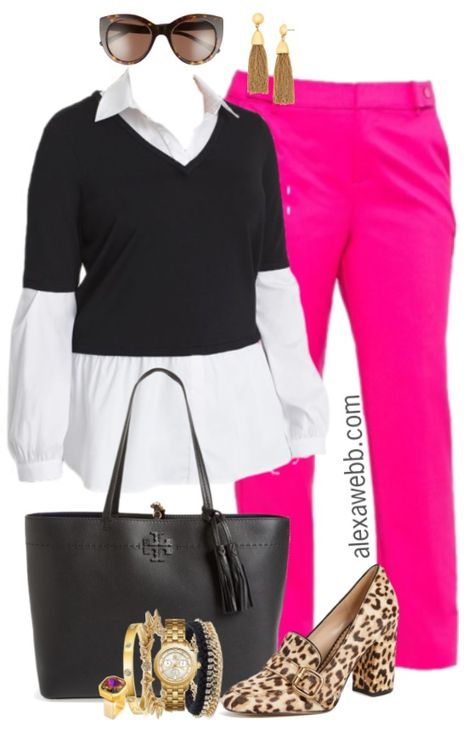 Plus Size Pink Trousers Outfit - Alexa Webb Pink Trousers Outfit, Lady Pants, Alexa Webb, Trousers Outfit, Plus Size Pink, Plus Size Fashion Tips, Plus Size Work, Trouser Outfit, Pink Trousers