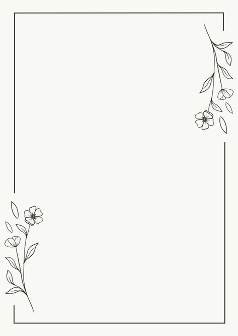 Minimalist Flowers Outline Border A4 Document Aesthetic Boarders Designs, Flowers Outline, Calligraphy Borders, Boarders Designs For Projects, Postcard Template Free, Collage Photo Frame Design, Drawing Borders, Creative Book Cover Designs, Sisters Drawing