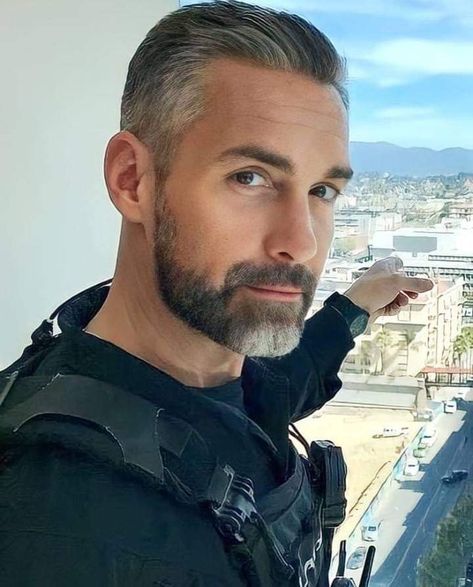 Better Off Ted, Jay Harrington, Handsome Older Men, Beard Love, Men In Uniform, Beard Styles, Grey Hair, Good Looking Men, Perfect Man