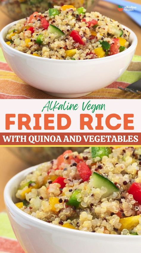 Quinoa and Vegetables Recipes Vegan Fried Rice Recipe, Quinoa And Vegetables, Quinoa Stir Fry, Make Quinoa, Quinoa Fried Rice, Fried Quinoa, Vegan Fried Rice, Alkaline Vegan, Vegan Quinoa