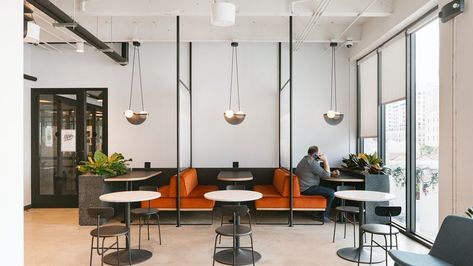 2222 Ponce De Leon Blvd - Coral Gables Coworking | WeWork Booth Seat, Coworking Space Design, Coworking Office Space, Work Cafe, Shared Office Space, Booth Seating, Workplace Design, Workspace Design, Salou