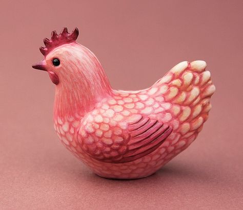 Chicken Clay, Funky Chickens, Chicken Pics, Pottery Chicken, Clay Chicken, Clay Nature, Bingo Wings, Easy Clay Sculptures, Spongebob Painting