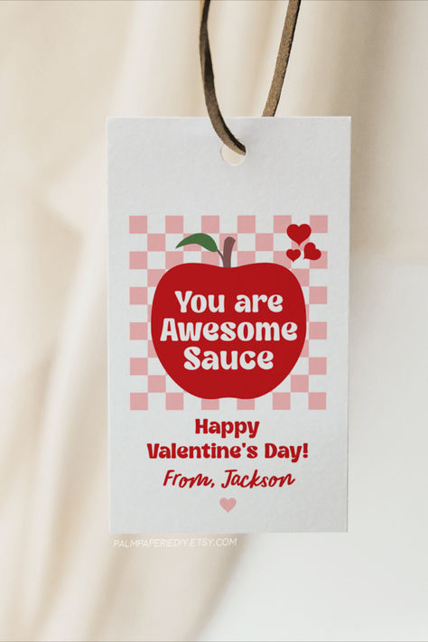 Printable Valentine for Classroom, apple sauce pouches. You are awesome sauce! Exchange fruit pouches with these cute valentines for kids! Fruit Pouch Valentines, Apple Sauce Pouch Valentines, Cute Valentines For Kids, Awesome Sauce Valentine, Pouch Valentines, Valentines Day Toddler, Fruit Pouches, Printable Valentine, Apple Sauce