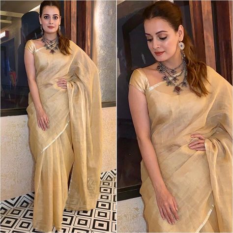 Dia Mirza looking gorgeous Draped Sarees, Black And White Saree, Diya Mirza, Sabyasachi Sarees, Bollywood Designer Sarees, Dia Mirza, Silk Design, Bollywood Outfits, Perfect Blouse