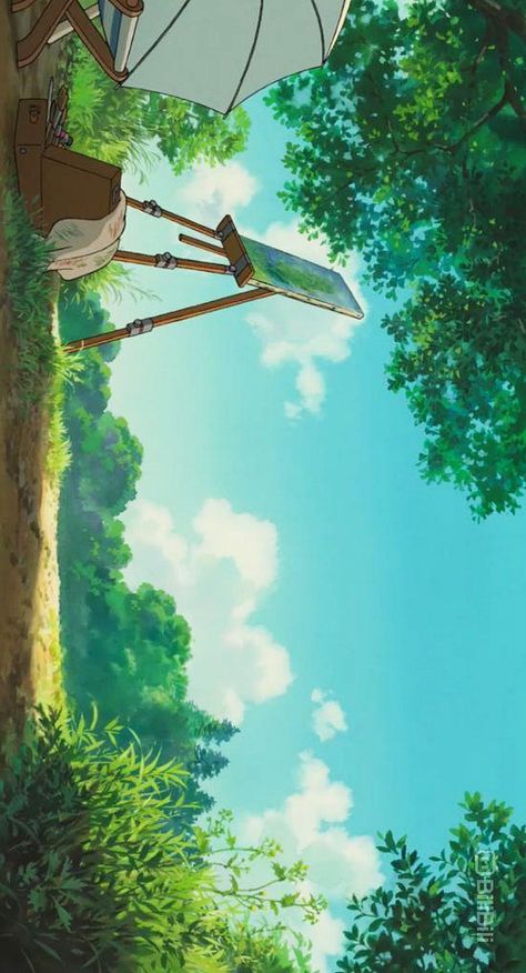 Studio Ghibli Landscape Backgrounds, Ghibli Green Aesthetic, Ghibli Scenery Landscapes, Landscape Ghibli, Studio Ghibli Scenery Landscape, Studio Ghibli Landscape, Studio Ghibli Scenery, Ghibli Green, Gouache Tips