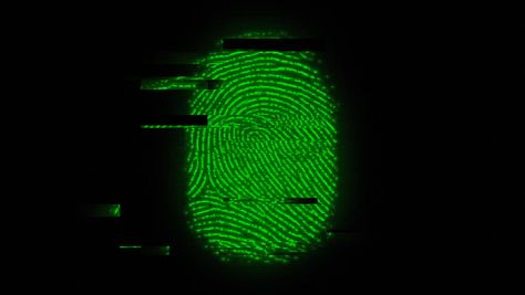 A series of green fingerprints appearing (flashing) on a black screen. Fast movement. Version with digital glitch  G    By  Grenar Black Screen, Video Clip, Fingerprint, Stock Footage, Screen, Green, Black