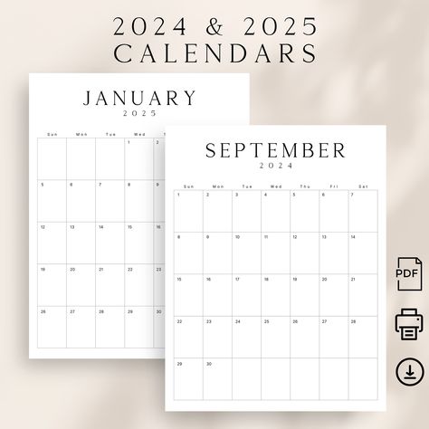 2024 2025 Calendar Printable 2024 2025 Planner Vertical Sunday & Monday Start LUXE Calendar Portr... planner2025 #plannerdividersprintablefree #2025. Wall Calendar Design, Vertical Calendar, Student Planner Printable, Monthly Planner Template, Planner Setup, Planner Vertical, Mom Planner, Planner Dividers, Monthly Calendars