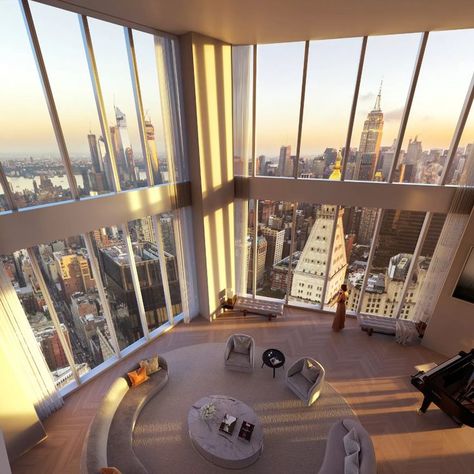 Penthouse Apartment Design, Dream Penthouse, Luxury Apartments Interior, Luxurious Houses, Penthouse Interior, Nyc Penthouse, Penthouse Living, New York Penthouse, Luxury Penthouse