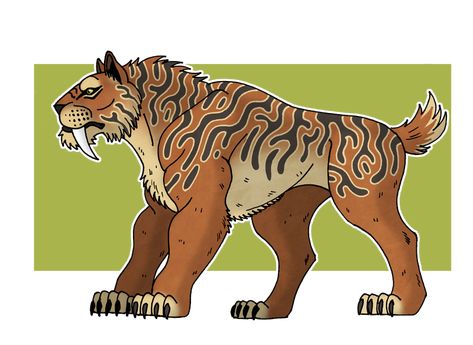 Sabertooth Tiger, Zoo Art, Strange Creatures, Monster Hunter Art, Tiger Painting, Prehistoric Art, Mythical Animal, Pet Tiger, Fantasy Beasts