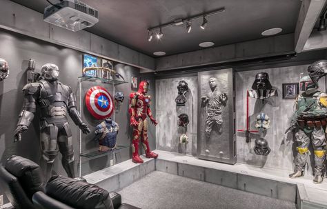 Marvel Man Cave, Bunker Room, Dream Man Cave, Geek Cave, Comic Book Room, Nerdy Decor, Marvel Room, Geek Room, Display Room