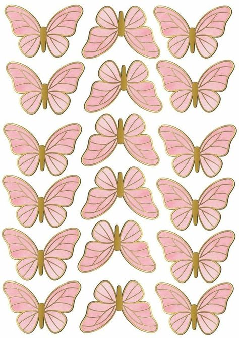 Gold Butterfly Cake, Pink And Gold Butterfly, Butterfly Cupcake Toppers, Diy Cake Topper Birthday, 17 Birthday Cake, Ribbon Flowers Bouquet, Butterfly Cutout, Candy Bouquet Diy, Butterfly Cupcakes