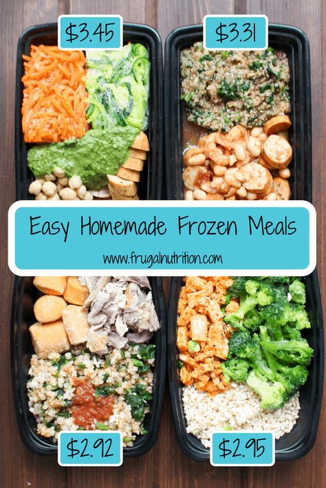 Easy Homemade Frozen Meals | www.frugalnutrition.com   Follow this guide to make your own homemade frozen meals! Super fast and super easy! All #glutenfree #dairyfree #homemadefrozendinners #homemadeleancuisine Homemade Frozen Dinners For One, Frozen Individual Meal Prep, Homemade Frozen Lunches, Pre Made Frozen Meals, Diy Frozen Tv Dinners, Microwavable Meal Prep, Homemade Frozen Microwave Meals, Diy Frozen Dinners For One, Diy Lean Cuisine Freezer Meals