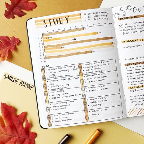 Study Journal Ideas Student, Study Tracker, Bullet Journal Spread Ideas, Journal Spread Ideas, Bullet Journal Work, Tracker Bullet Journal, School Journals, Student Journal, Goals Bullet Journal