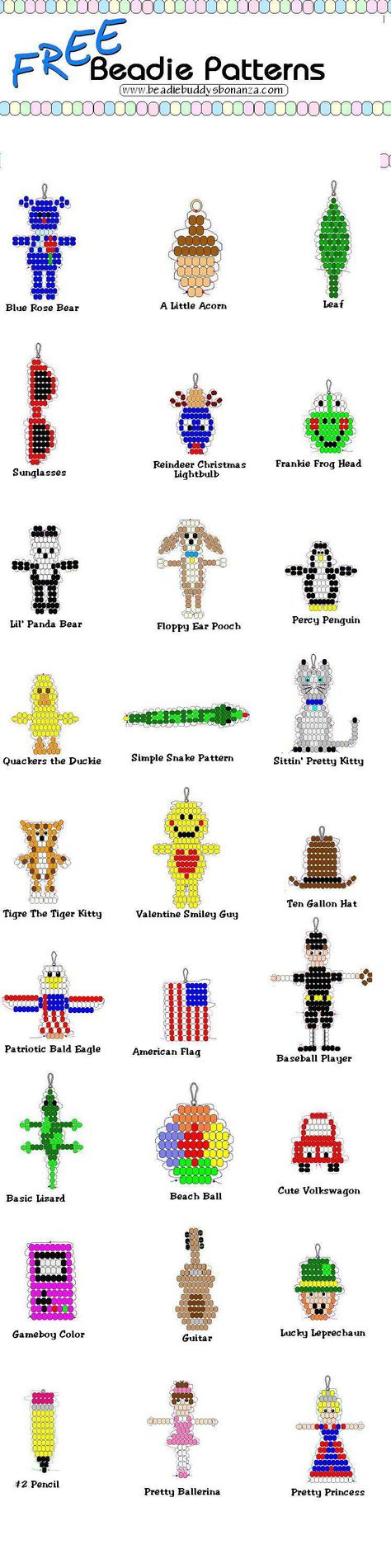 More Bead Animal Patterns - One would be surprised at how many things you can make with pony beads and string. Bead Animal Patterns, Pony Bead Animals, Pony Bead Projects, Pony Bead Crafts, Бисер Twin, Keychain Craft, Pony Bead Patterns, Motifs Perler, Ideas Craft