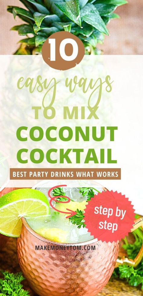 Coconut Vodka Recipes, Coconut Vodka Drinks, Coconut Cocktail Recipes, Coconut Vodka Cocktails, Lime Vodka Drinks, Coconut Water Cocktail, Coconut Water Drinks, Coconut Rum Drinks, Coconut Vodka