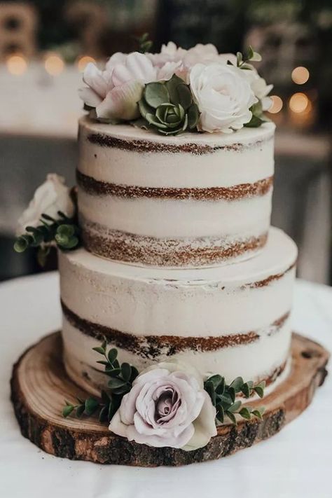 Wedding Minimal, Elegant Birthday Cakes, Simple Elegant Wedding, Wedding Cakes Blue, Wedding Cake Rustic, Rustic Wedding Cake, Wedding Cakes With Cupcakes, Rustic Cake