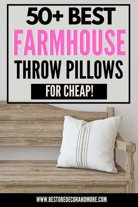 Throw Pillows Farmhouse, Modern Farmhouse Throw Pillows, How To Decorate Farmhouse Style, Pillows With Buttons, Farmhouse Throw Pillows, Farmhouse Couch, Farmhouse Pillow Covers, Striped Pillows, Neutral Decorative Pillows