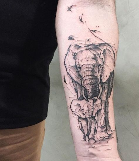 Little Elephant Tattoos, Tattoo Bein Frau, Tattoos Elephant, Colorful Elephant Tattoo, Elephant Family Tattoo, Baby Elephant Tattoo, Globe Tattoos, Family Tattoo Designs, Native Tattoos