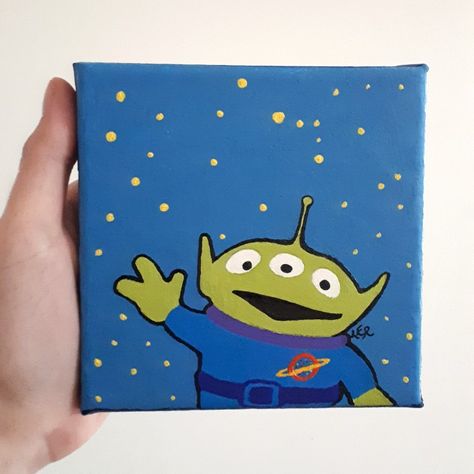 One of the three Toy Story aliens ~24/12/18 Toy Story Alien Painting, Toy Story Painting, Alien Painting, Toy Story Aliens, Toy Story Room, Ocean Theme Crafts, Disney Paintings, Toy Story Alien, Hippie Painting