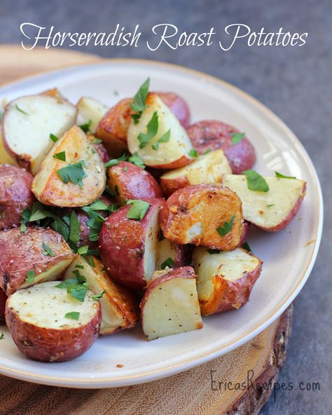 Horseradish Roast Potatoes | EricasRecipes.com Lunch Potatoes, Potatoes Breakfast, Healthy Easter Recipes, Healthy Potatoes, Roasted Potato Recipes, Roast Potatoes, Breakfast Dinner, Ree Drummond, How To Cook Potatoes