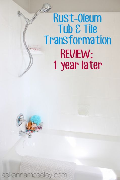 Video review of the Rust-Oleum Tub & Tile Kit, 1 year later - Ask Anna Tub Resurfacing, Tub And Tile Refinishing Kit, Tub And Tile Paint, Tub Paint, Tub Refinishing, Tub And Tile, Painting Bathtub, Tile Refinishing, Diy Bathtub