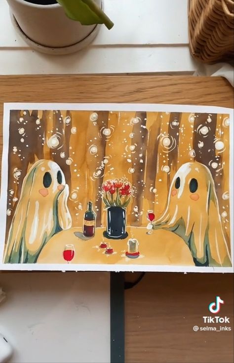 Halloween Wallpaper Cute, Emoji Art, Gouache Art, Art Painting Gallery, Halloween Drawings, Easy Diy Art, Amazing Art Painting, Art Business, Art Challenge