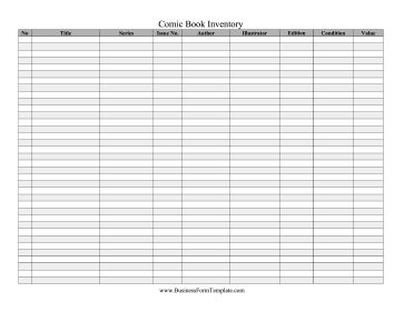 This comic book inventory log is perfect for home records and sales based on condition. Free to download and print Book Inventory, Inventory Template, Create A Comic, Comic Book Collection, Book Collection, Comic Books Art, Be Perfect, Comic Book, Book Art