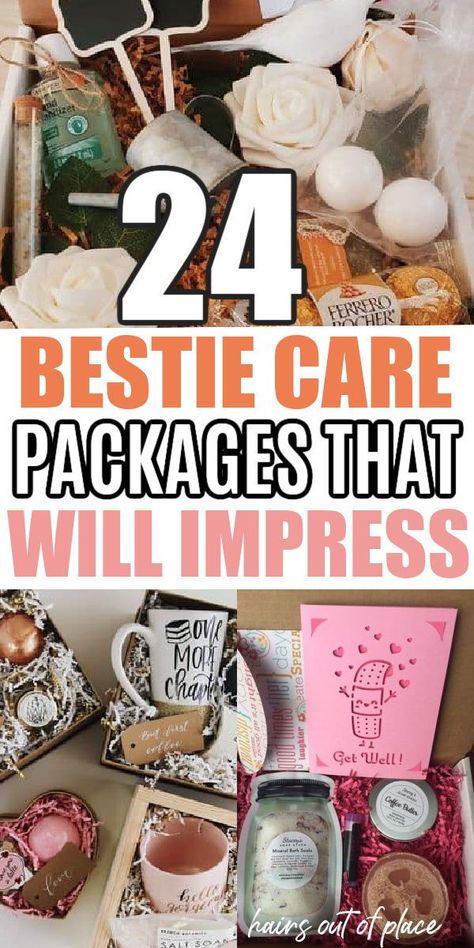 Finding friend care package ideas is one of the best ways to gift your friends and let them know you’re thinking of them! Here are 24 adorable and affordable fun friend care package ideas that are easy and convenient. Friendship Care Package Ideas, Feel Better Box Care Packages, Birthday Packaging Ideas, Female Care Package Ideas, Mini Care Package Ideas, Sick Care Package Friends, Bestie Care Packages, Bff Care Package Ideas, Sister Care Package Ideas