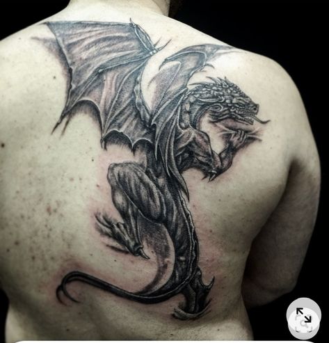 Midevil Dragon Tattoos, Dragon Tattoo Realistic, 3d Dragon Tattoo, Dragon Tattoo Shoulder, Dragon Tattoo Back, Black Dragon Tattoo, Dragon Tattoo Arm, Fantasy Tattoo, Dragon Tattoos For Men