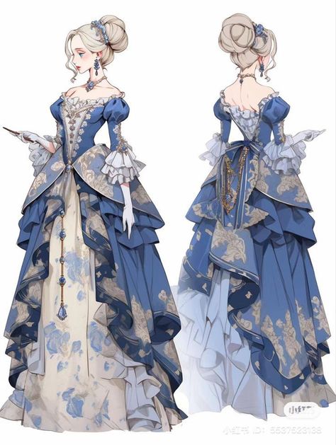 Royal Art Reference, Fantasy Outfit Inspo Art, Webtoon Dress Style, Royal Oc Design, Fantasy Manhwa Dress, Royal Outfits Female Drawing, Old Fashion Dresses Drawing, Fancy Royal Outfits, Manhwa Royal Outfit