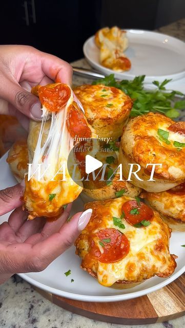 𝐊eiakeyala Curtis on Instagram: "Recipe below 👇🏾: #ad #walmartpartner this video is sponsored by @walmart 🤍  Ingredients: - 1 package of refrigerated pizza dough (easier than making dough from scratch)  - 1/4 cup butter, melted - 1/4 cup grated Parmesan cheese - 1 teaspoon garlic powder - 1 teaspoon dried oregano - 1/2 cup shredded mozzarella cheese - 1/4 cup mini pepperoni slices - Marinara sauce for dipping  Instructions: 1. Preheat your oven to 350°F (190°C). Grease a muffin tin with cooking spray. 2. Roll out the pizza dough on a lightly floured surface. Cut the dough into small balls, about 1 inch in diameter. 3. Flatten each dough ball slightly and place it in the prepared muffin tin, pressing it down to form a well in the center. 4. In a small bowl, mix together the melted butte Pizza Bites With Pizza Dough, Pizza Balls With Pizza Dough, Pizza Cups Muffin Tins, Making Dough, Pizza Ball, Pizza Cups, Meatball Pizza, Refrigerated Pizza Dough, Seasoned Butter