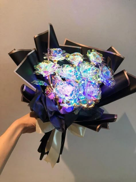 Cristal Flower, Unique Flower Bouquet, Rose Galaxy, Galaxy Flowers, Galaxy Rose, Diy Gift Set, Boquette Flowers, Flowers Bouquet Gift, Paper Flowers Craft