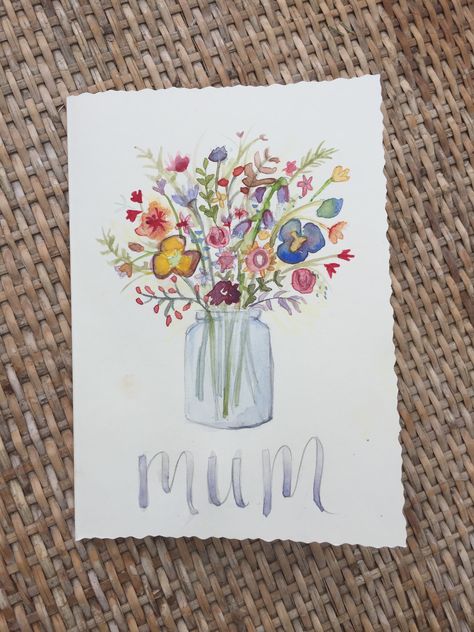 A little Mother’s Day water colour card :) Mothers Days Drawing, Watercolour Birthday Card Mum, Mother’s Day Card Watercolors, Mother Day Watercolor, Watercolor Art Mothers Day, Mothers Day Gifts Drawings, Mothers Day Watercolor Paintings, Painted Mothers Day Cards, Mother’s Day Card Drawing