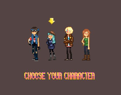 8-bit set#1: Choose your character on Behance Video Game Characters Aesthetic, 8 Bit Character Design, Choose Your Character Video Game, Game Character Selection, 8 Bit Characters, Character Selection Screen, Vtuber Aesthetic, Choose Your Character, Content Inspiration