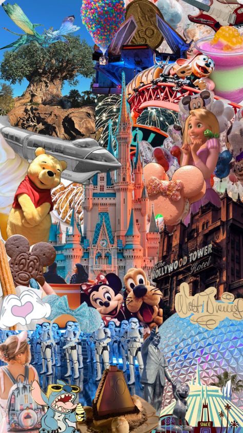 #disney #disneyworld #florida #orlando #collageart #wallpaper #aestehtic #disneyland #fun #magic Disneyland Vintage Poster, Disney Movies List, Cute Home Screen Wallpaper, Disney World Pictures, Florida Orlando, Disney Iphone, Disney Orlando, Disney Collage, Disney World Florida