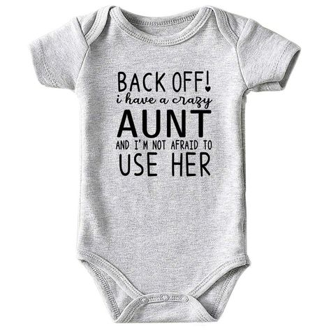 Funny Baby Onesies Girl, Aunt Onesie, Aunt Baby, Baby Aunt, Crazy Aunt, Funny Baby Clothes, Baby Stage, Best Baby Gifts, Funny Baby Onesies