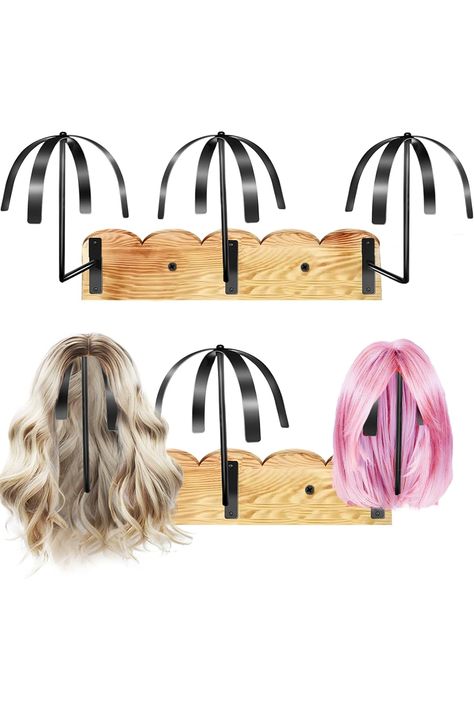 Hanging Wig Holder for Multiple Wigs, 6 Pcs Wall Mounted Wig Stand Hanger, Wave Shape Wig Storage organizer Rack Suitable for All Types of Wigs Display, Styling, Drying Types Of Wigs, Wig Storage, Wig Holder, Stand Hanger, Wig Stand, Hair Tutorials, Hairstyles Ideas, Storage Organizer, Hair Tutorial