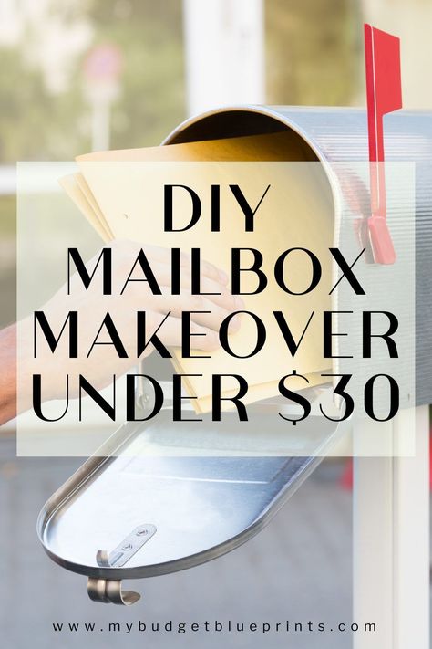 Is your mailbox looking a little tired? Don't worry, Budget DIY has you covered with a Mailbox Makeover for under $30! With Budget Blueprints, you can get started on your cheap DIY project today. Read Now to get the details! Cheap Diy Mailbox Post, Cheap Mailbox Makeover, Mailbox Covers Diy, Easy Mailbox Ideas, Mailbox Decorating Ideas Diy, Plastic Mailbox Makeover, Diy Mailbox Ideas Outdoor, Mail Box Ideas Diy, Mailbox Makeover Diy