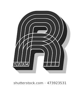 Sport font, letter R, running track, vector. Track Logo Design, Sport Typography Design, Running Design Graphic, Running Track Design, Running Graphic Design, Running Logo Design, Racing Typography, Sports Lettering, Sporty Branding