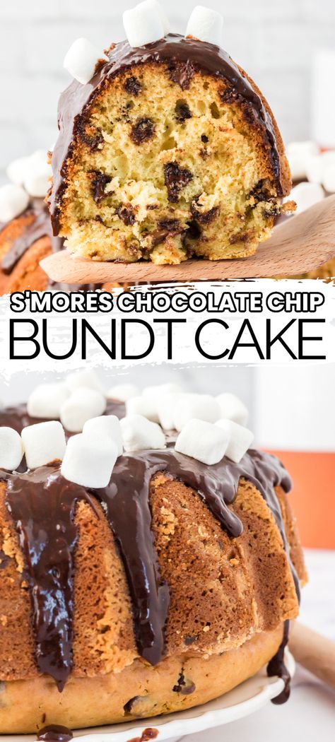 Dessert Marshmallow, Chocolate Chip Bundt, Chocolate Chip Bundt Cake, Easy Bundt Cake, Summer Flavors, Smores Cake, Nothing Bundt Cakes, Cake Frosting Recipe, Chocolate Bundt Cake